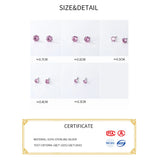 925 Silver Pink Diamond Stud Earrings for Women