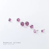 925 Silver Pink Diamond Stud Earrings for Women
