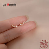 Sterling Silver Small Row Shine Earrings for Women