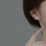 Sterling Silver Small Row Shine Earrings for Women