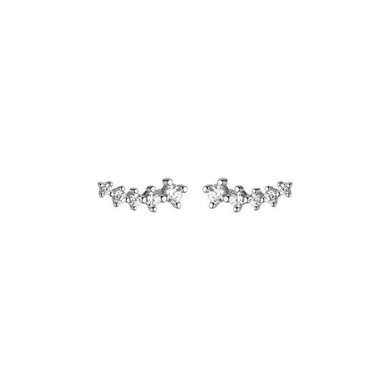 Sterling Silver Small Row Shine Earrings for Women