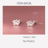 925 Silver Hollow Lotus Flower Stud Earrings for Women
