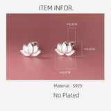 925 Silver Hollow Lotus Flower Stud Earrings for Women