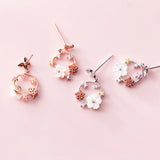 925 Silver Flower Butterfly Stud Earrings for Women