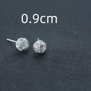 925 Silver Ball Knot Stud Earrings Minimalist Design