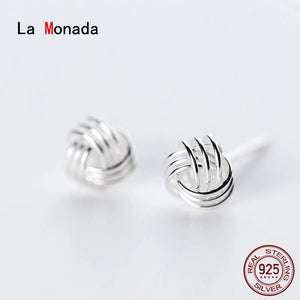 925 Silver Ball Knot Stud Earrings Minimalist Design