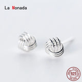 925 Silver Ball Knot Stud Earrings Minimalist Design
