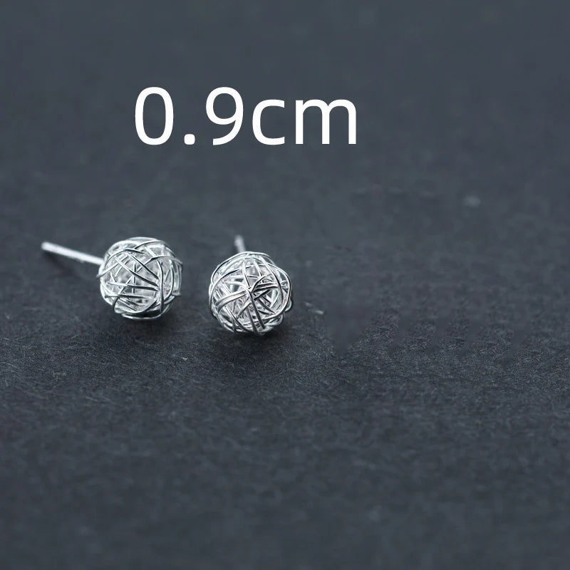 925 Silver Ball Knot Stud Earrings Minimalist Design
