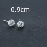 925 Silver Ball Knot Stud Earrings Minimalist Design