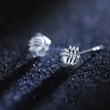 925 Silver Ball Knot Stud Earrings Minimalist Design