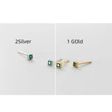 Square Stud Earrings Silver 925 Minimalist Fine Women Earrings