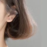 Square Stud Earrings Silver 925 Minimalist Fine Women Earrings