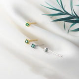 Square Stud Earrings Silver 925 Minimalist Fine Women Earrings