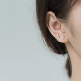 925 Silver Minimalist Stud Earrings Fine Jewelry Women's