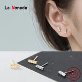 925 Silver Minimalist Stud Earrings Fine Jewelry Women's