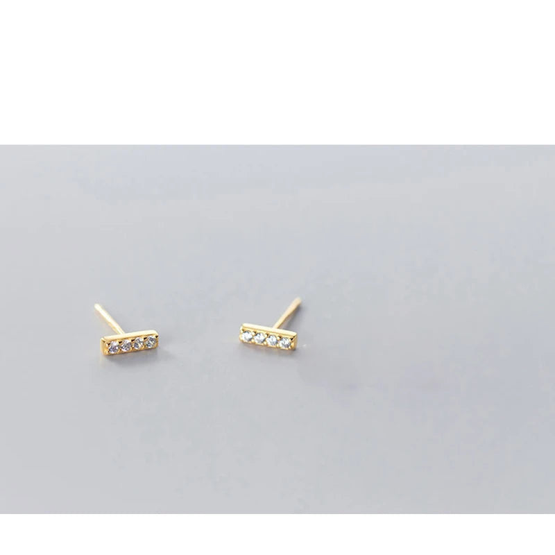 925 Silver Minimalist Stud Earrings Fine Jewelry Women's