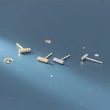 925 Silver Minimalist Stud Earrings Fine Jewelry Women's