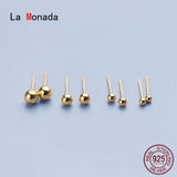 Silver 925 Stud Earrings Ball Minimalist Women Jewelry