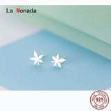 Maple Leaf Stud Earrings 925 Silver Minimalist Women Jewelry