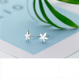 Maple Leaf Stud Earrings 925 Silver Minimalist Women Jewelry