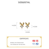 925 Silver Rabbit Ear Stud Earrings Minimalist Fine Women's Jewelry