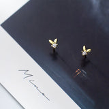 925 Silver Rabbit Ear Stud Earrings Minimalist Fine Women's Jewelry