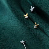 925 Silver Rabbit Ear Stud Earrings Minimalist Fine Women's Jewelry