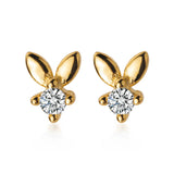 925 Silver Rabbit Ear Stud Earrings Minimalist Fine Women's Jewelry