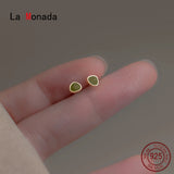 Sweet Triangle Women Stud Earrings Silver 925 Green Small Women Silver Earrings