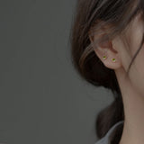 Sweet Triangle Women Stud Earrings Silver 925 Green Small Women Silver Earrings