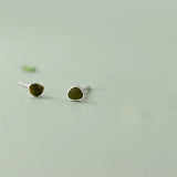 Sweet Triangle Women Stud Earrings Silver 925 Green Small Women Silver Earrings