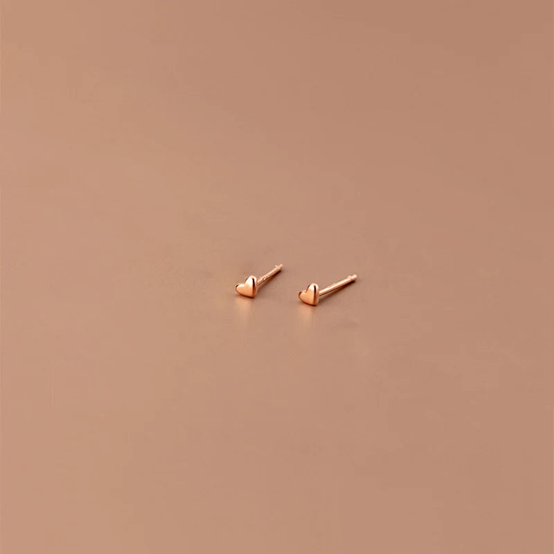 Tiny Heart Stud Earrings 925 Sterling Silver Small Silver Earrings For Women