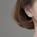 925 Silver Tiny Stud Earrings for Women Girls Student