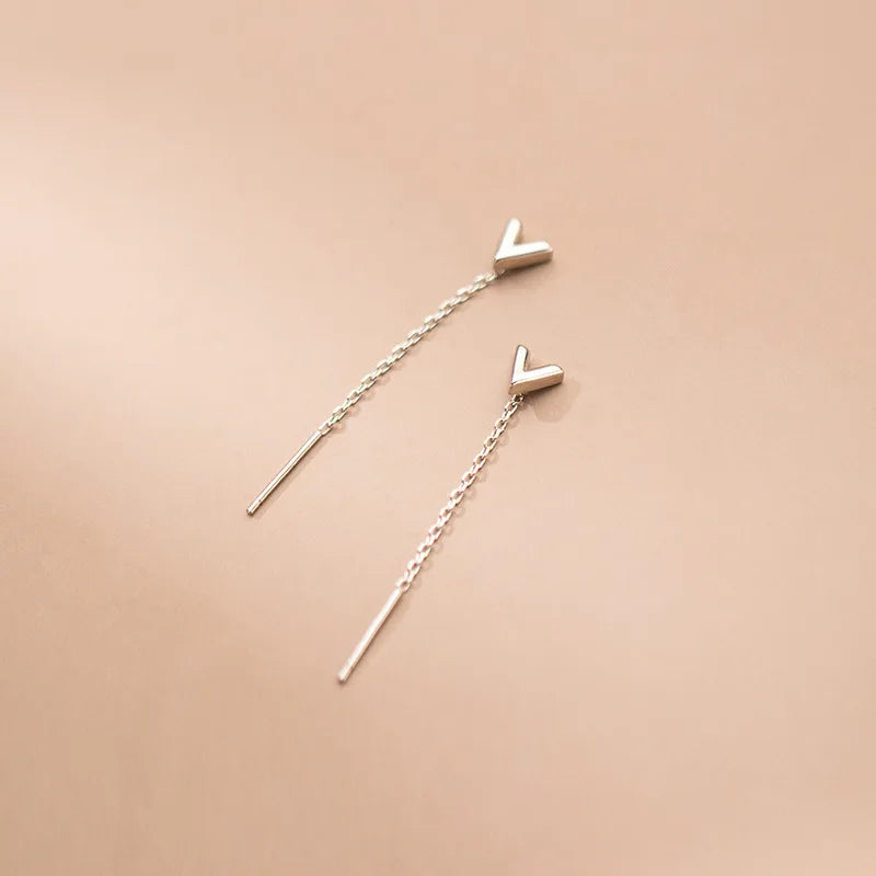 925 Silver Tassel Drop Earrings Fine Jewelry Dangle Hanging Chain