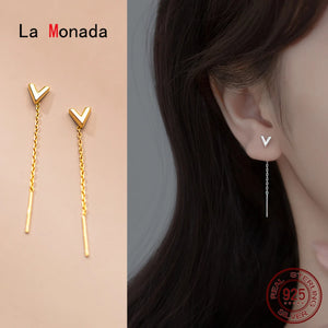 925 Silver Tassel Drop Earrings Fine Jewelry Dangle Hanging Chain