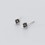 Vintage Flower Stud Earrings 925 Sterling Silver Fine Jewelry