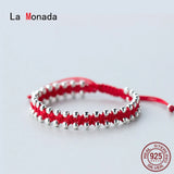 925 Sterling Silver Red Thread Bracelet for Women