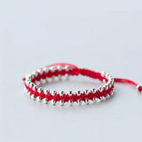 925 Sterling Silver Red Thread Bracelet for Women