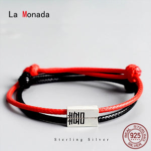 925 Sterling Silver Red Thread Bracelet for Couples