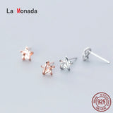 Silver Hollow Star Stud Earrings Female Silver 925 Jewelry