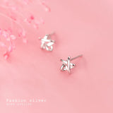 Silver Hollow Star Stud Earrings Female Silver 925 Jewelry