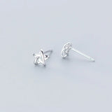 Silver Hollow Star Stud Earrings Female Silver 925 Jewelry