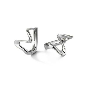 925 Sterling Silver Hoop Earrings for Women Waves Curve Line