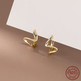 925 Sterling Silver Hoop Earrings for Women Waves Curve Line