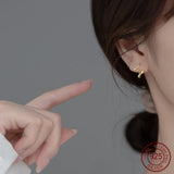 925 Sterling Silver Hoop Earrings for Women Waves Curve Line