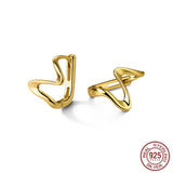925 Sterling Silver Hoop Earrings for Women Waves Curve Line