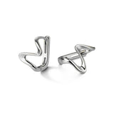 925 Sterling Silver Hoop Earrings for Women Waves Curve Line