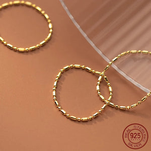 925 Silver Sweet Bean Chain Ring Women All Finger