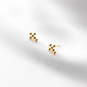 Silver Cross Ball Stud Earrings 925 for Girls