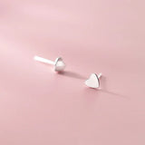 925 Sterling Silver Stud Earrings Glossy Heart Stylish